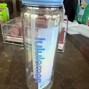 Lululemon Clear Water Bottle with Blue Lid